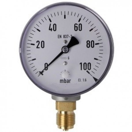 Manometr gazowy, radialny 0-100 mbar, Ø 100 mm