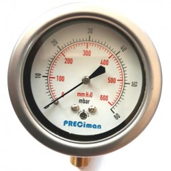 Manometr gazowy, radialny 0-60 mbar, Ø 63 mm